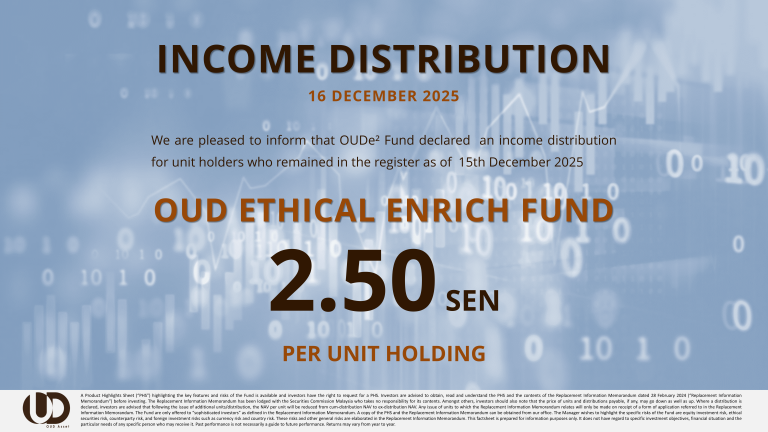OUD Ethical Enrich Fund declared an income distribution of 2.5 sen per unit holding in December 2025