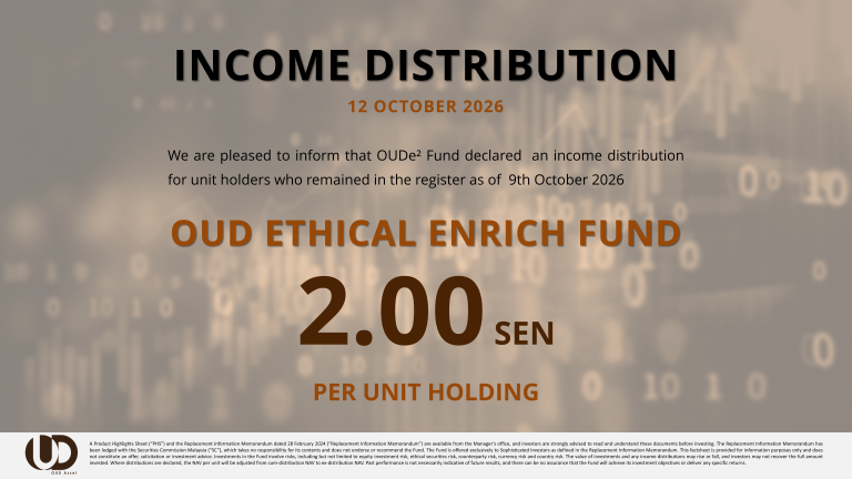 OUD Ethical Enrich Fund declared an income distribution of 2.0 sen per unit holding in October 2026